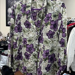 Alia vintage floral button up blouse with shoulder padding